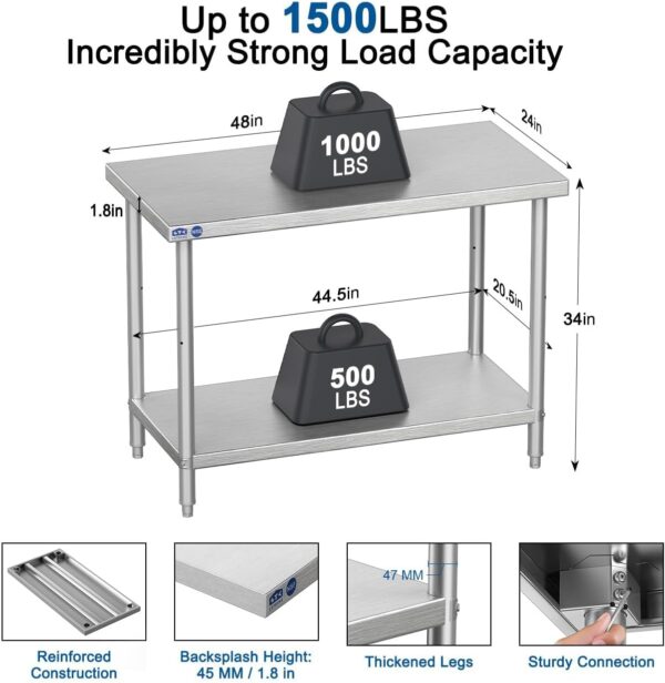 Amazon 40% 0FF Deals with code "40T613MN" on Stainless Steel Prep Table - Image 2