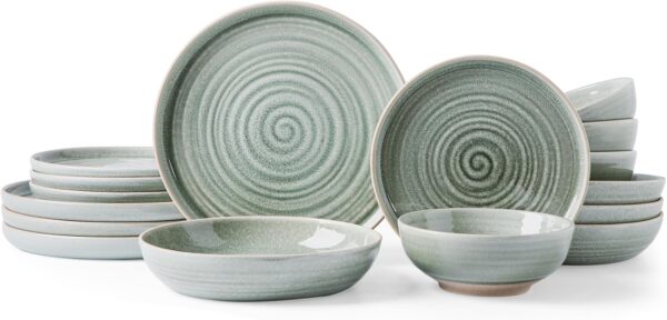 Amazon 60% OFF Deal with code "40DKU3WS" on Ceramic Green Dinnerware Sets-16 Pieces Set