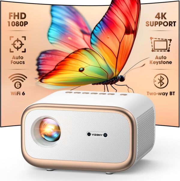 Amazon 75% OFF Deal with code "251VEBEG" on [Auto Focus/Keystone] Mini Projector with WiFi and Two-way Bluetooth