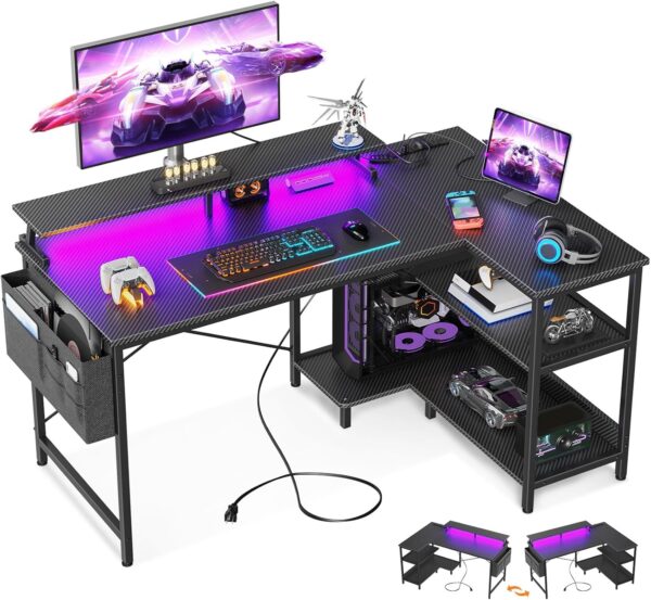 Limited Time Deals 29% Off on ODK 48 Inch Gaming Desk with USB Charging Ports and LED Lights