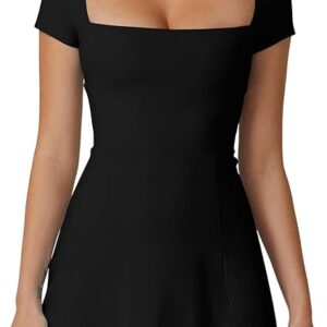 Limited Time Deal 20% Off on QINSEN Womens Square Neck Tennis Dress