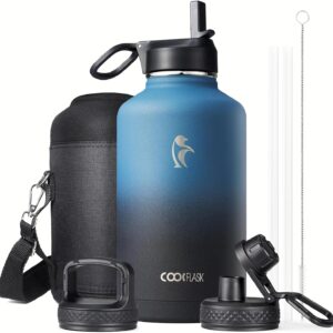 Limited Time Deals 34% Off on Half Gallon Water Bottle Insulated with Straw & 3 Lids
