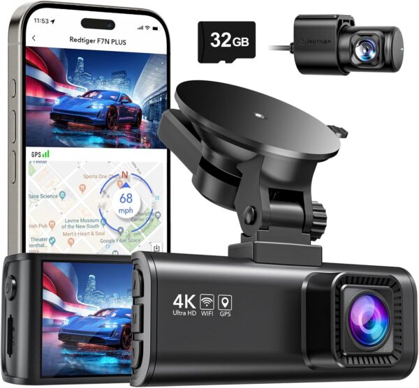 Limited Time Deal 55% Off on REDTIGER Dash Cam Front Rear, 4K/2.5K Full HD Dash Camera for Cars