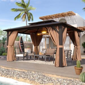 Limited Time Deals 40% Off on Aluminum Frame Permanent Pavilion with Curtains and Netting