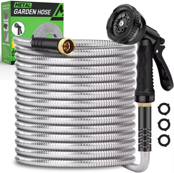Limited Time Deals 27% Off on Heavy Duty Stainless Steel Water Hose with 10 Functional Nozzles