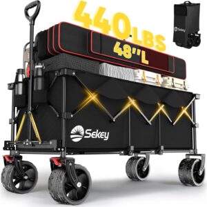 Limited Time Deals 28% Off Sekey 48''L Collapsible Foldable Extended Wagon with 440lbs Weight Capacity