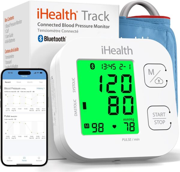 Limited Time Deals 44% Off on iHealth Track Smart Upper Arm Blood Pressure Monitor with Wide Range Cuff
